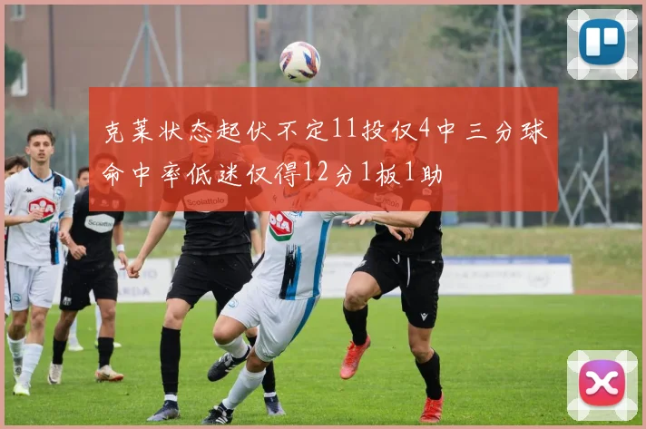 克莱状态起伏不定11投仅4中三分球命中率低迷仅得12分1板1助
